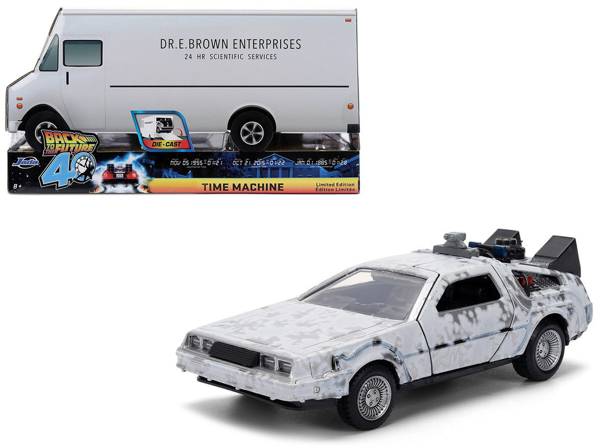 DMC DeLorean Time Machine Brushed Metal (Frost Version) "Back to the Future" (1985) Movie "40th Anniversary" Special Packaging "Hollywood Rides" Series 1/32 Diecast Model Car by Jada-4