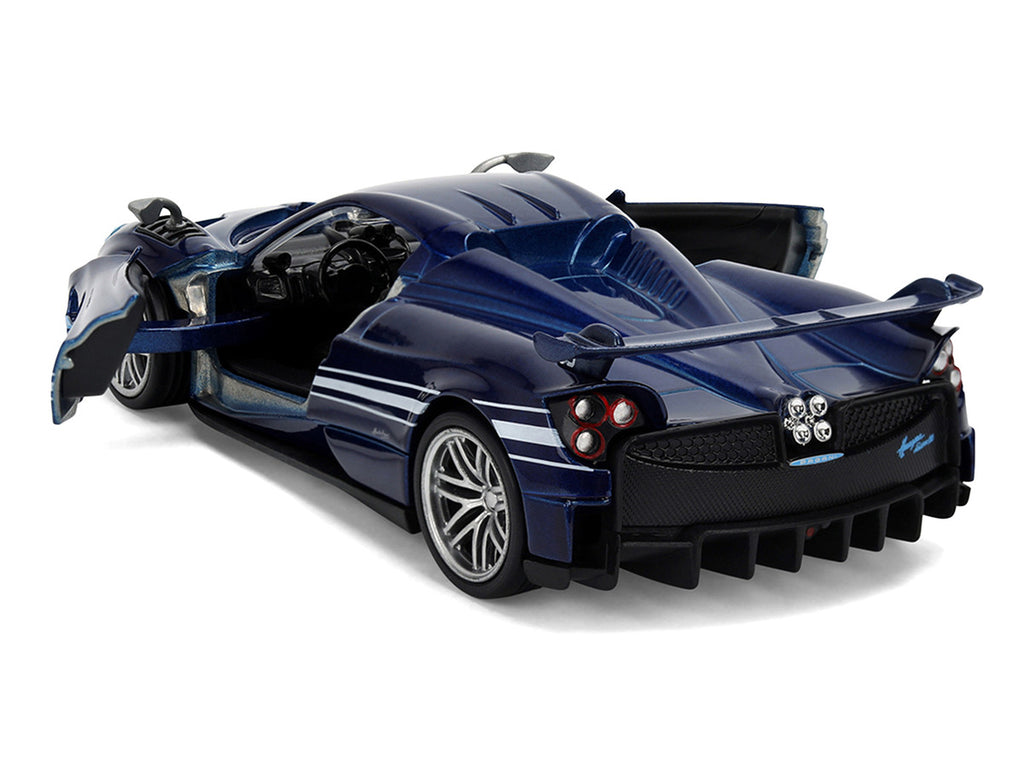 Pagani Huayra Roadster BC Blue Metallic with White Stripes "Fast X" (2023) Movie "Fast & Furious 25th Anniversary" Series 1/32 Diecast Model Car by Jada-1