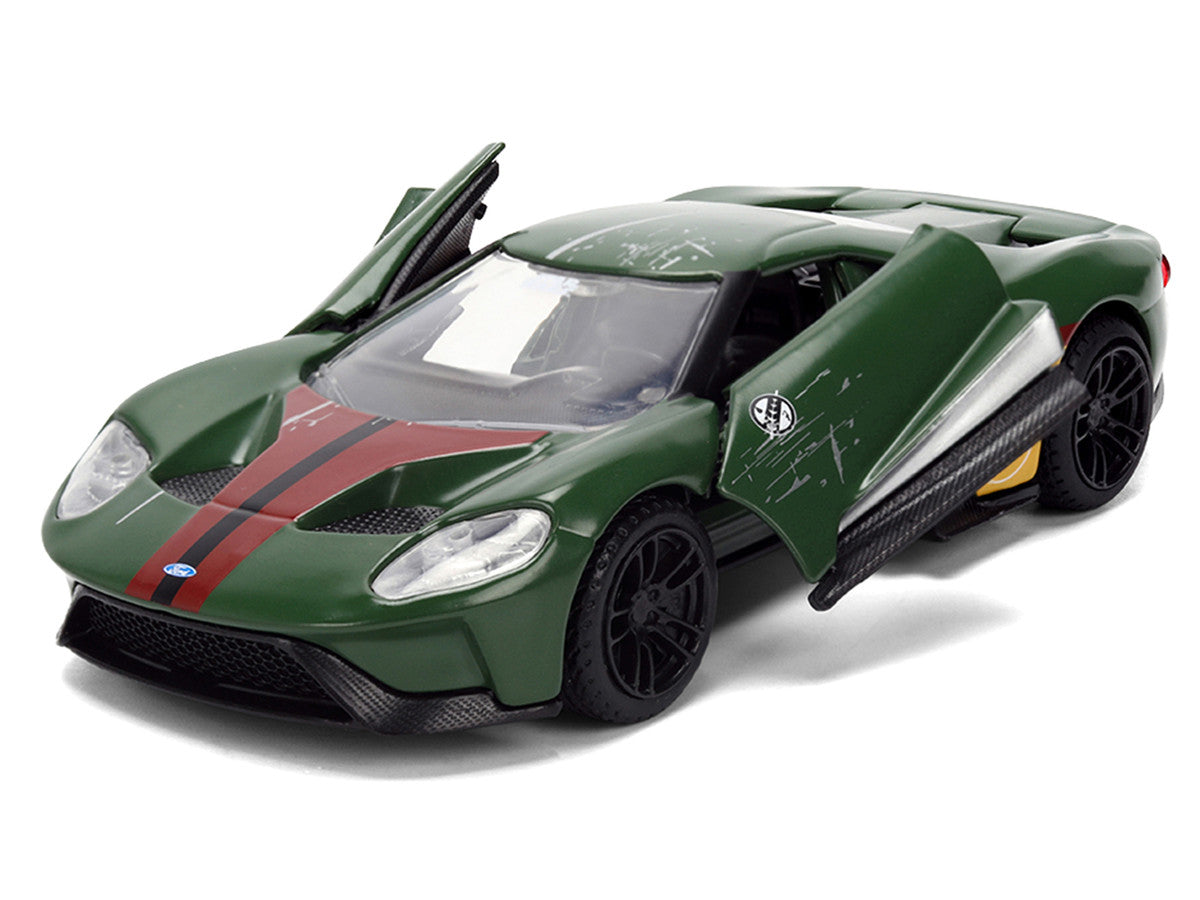 2017 Ford GT "Boba Fett" Livery Dark Green with Graphics "Star Wars" Franchise "Hollywood Rides" Series 1/32 Diecast Model Car by Jada-1