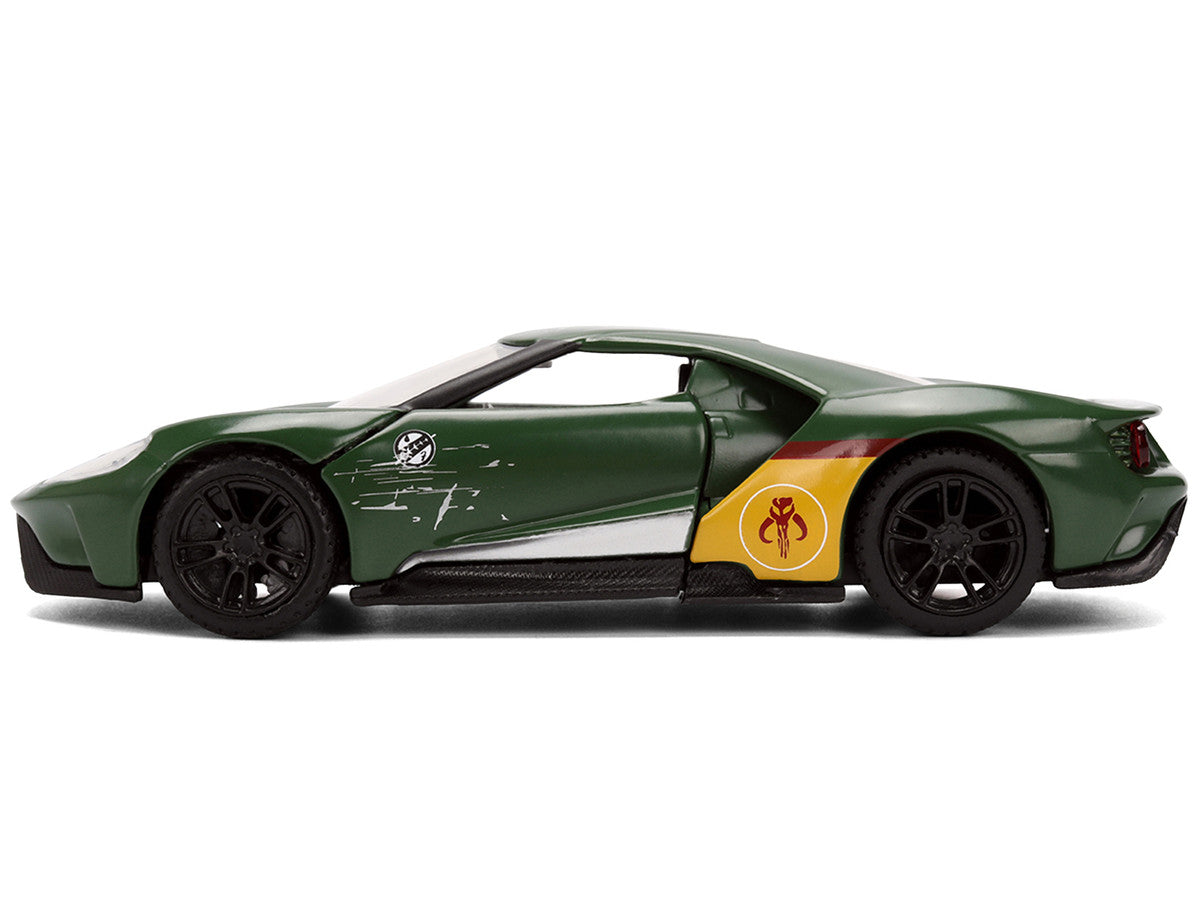 2017 Ford GT "Boba Fett" Livery Dark Green with Graphics "Star Wars" Franchise "Hollywood Rides" Series 1/32 Diecast Model Car by Jada-0