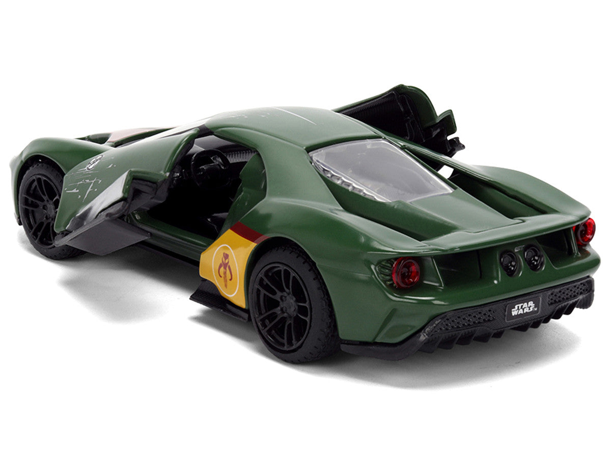 2017 Ford GT "Boba Fett" Livery Dark Green with Graphics "Star Wars" Franchise "Hollywood Rides" Series 1/32 Diecast Model Car by Jada-2