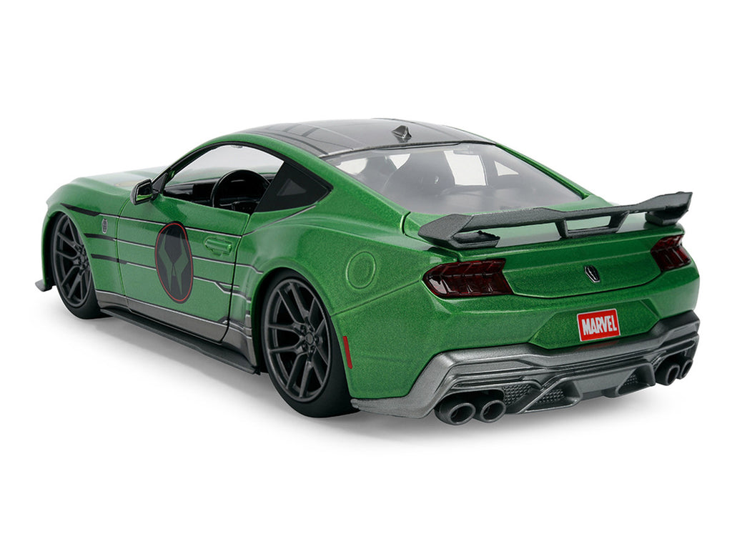 2024 Ford Mustang Dark Horse Green Metallic with Gray Top and Graphic with Doctor Doom Diecast Figure "Marvel's Doctor Doom" Character "Hollywood Rides" Series 1/24 Diecast Model Car by Jada-4