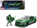 2024 Ford Mustang Dark Horse Green Metallic with Gray Top and Graphic with Doctor Doom Diecast Figure "Marvel's Doctor Doom" Character "Hollywood Rides" Series 1/24 Diecast Model Car by Jada-0