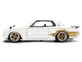 1971 Nissan Skyline 2000GT-R RHD (Right Hand Drive) White with Gold Graphics "JDM Tuners" Series 1/24 Diecast Model Car by Jada-0