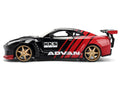2009 Nissan GT-R (R35) Ben Sopra "Advan" Black and Red "JDM Tuners" Series 1/24 Diecast Model Car by Jada-0