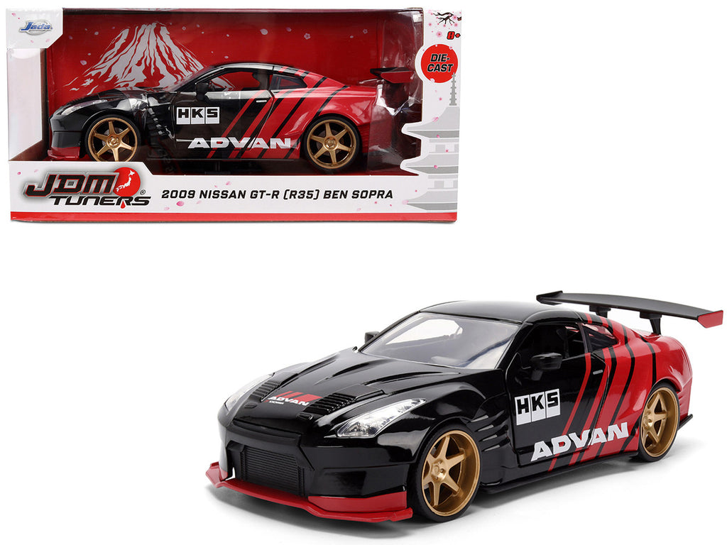 2009 Nissan GT-R (R35) Ben Sopra "Advan" Black and Red "JDM Tuners" Series 1/24 Diecast Model Car by Jada-4