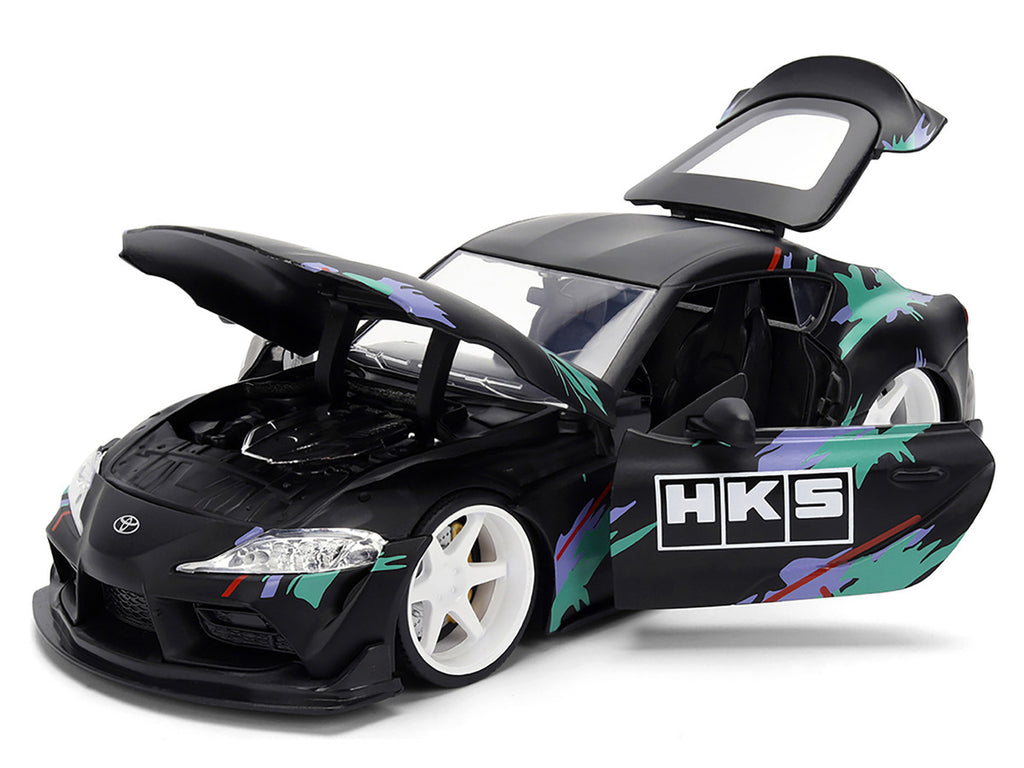 2020 Toyota GR Supra "HKS" Matt Black with Graphics "JDM Tuners" Series 1/24 Diecast Model Car by Jada-0