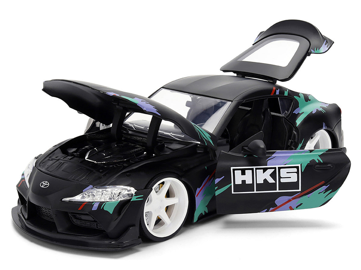 2020 Toyota GR Supra "HKS" Matt Black with Graphics "JDM Tuners" Series 1/24 Diecast Model Car by Jada-0