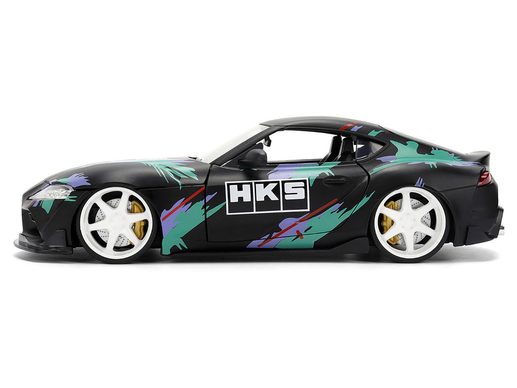 2020 Toyota GR Supra "HKS" Matt Black with Graphics "JDM Tuners" Series 1/24 Diecast Model Car by Jada-3