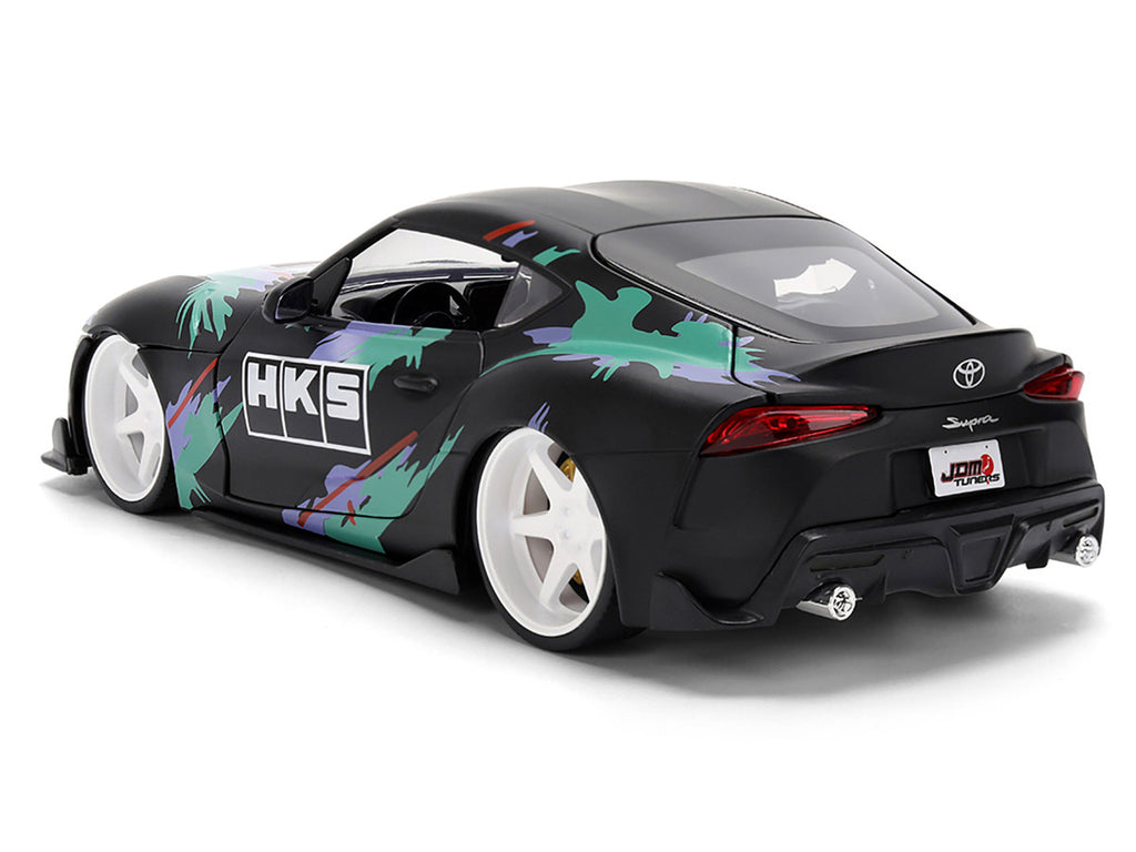 2020 Toyota GR Supra "HKS" Matt Black with Graphics "JDM Tuners" Series 1/24 Diecast Model Car by Jada-2