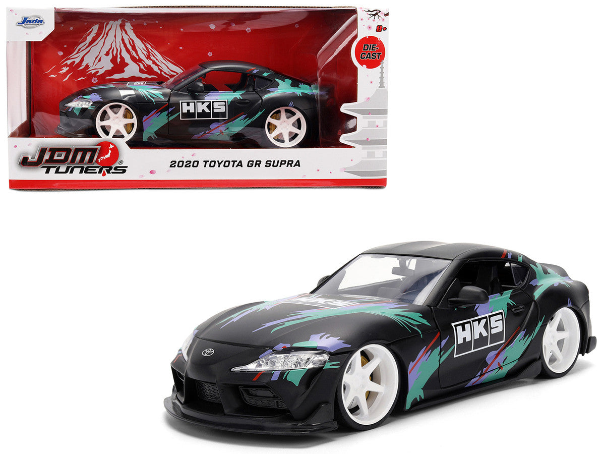 2020 Toyota GR Supra "HKS" Matt Black with Graphics "JDM Tuners" Series 1/24 Diecast Model Car by Jada-4