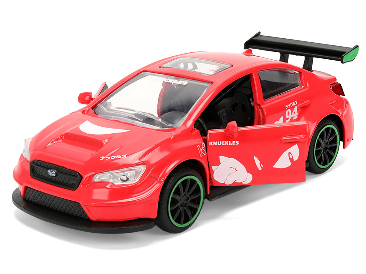 2016 Subaru WRX STI Red with "Knuckles" Graphics "Sonic the Hedgehog" (1991) Video Game "Hollywood Rides" Series 1/32 Diecast Model Car by Jada-3