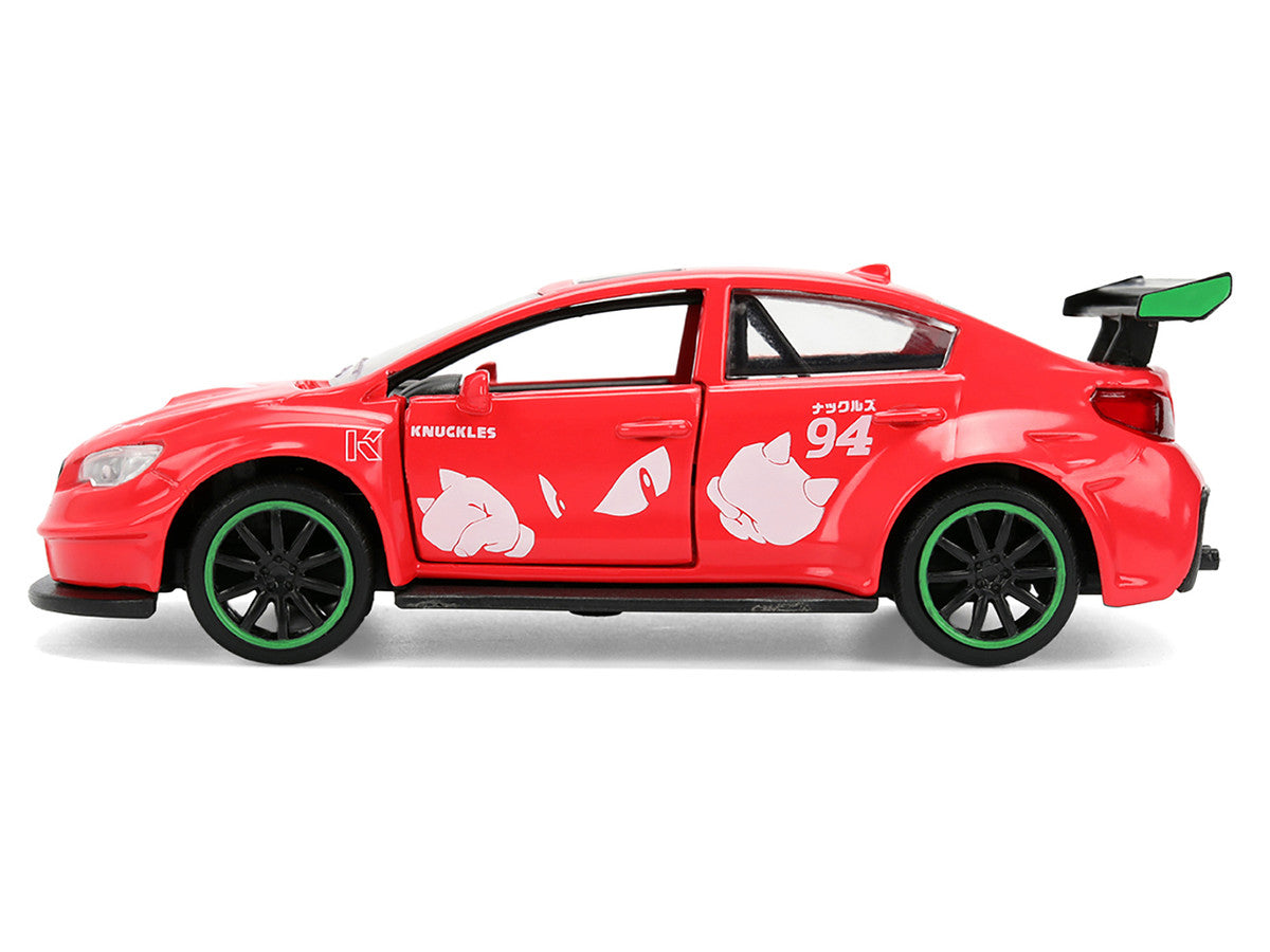 2016 Subaru WRX STI Red with "Knuckles" Graphics "Sonic the Hedgehog" (1991) Video Game "Hollywood Rides" Series 1/32 Diecast Model Car by Jada-1