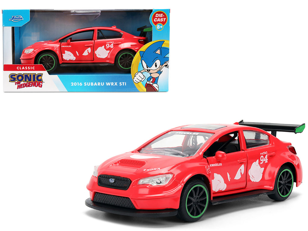 2016 Subaru WRX STI Red with "Knuckles" Graphics "Sonic the Hedgehog" (1991) Video Game "Hollywood Rides" Series 1/32 Diecast Model Car by Jada-4