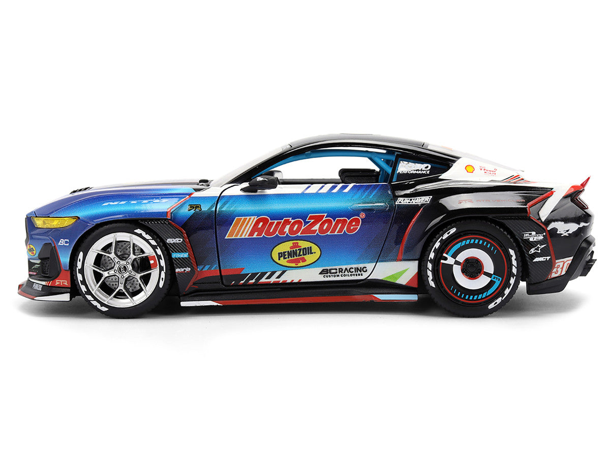 Ford Mustang RTR #130 James Deane "AutoZone" "Formula Drift PRO Championship" (2025) with Lights "RTR Vehicles" Series 1/24 Diecast Model Car by Jada-0