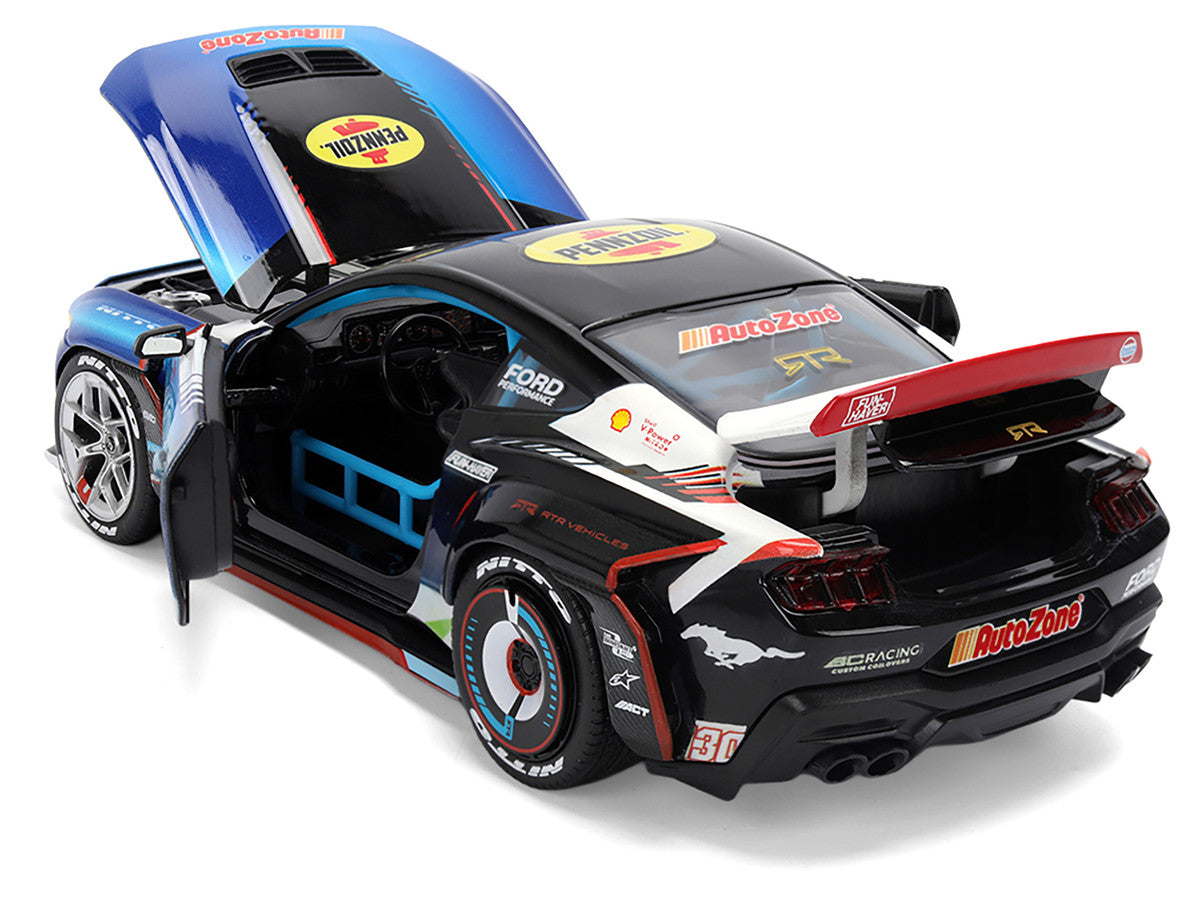Ford Mustang RTR #130 James Deane "AutoZone" "Formula Drift PRO Championship" (2025) with Lights "RTR Vehicles" Series 1/24 Diecast Model Car by Jada-3
