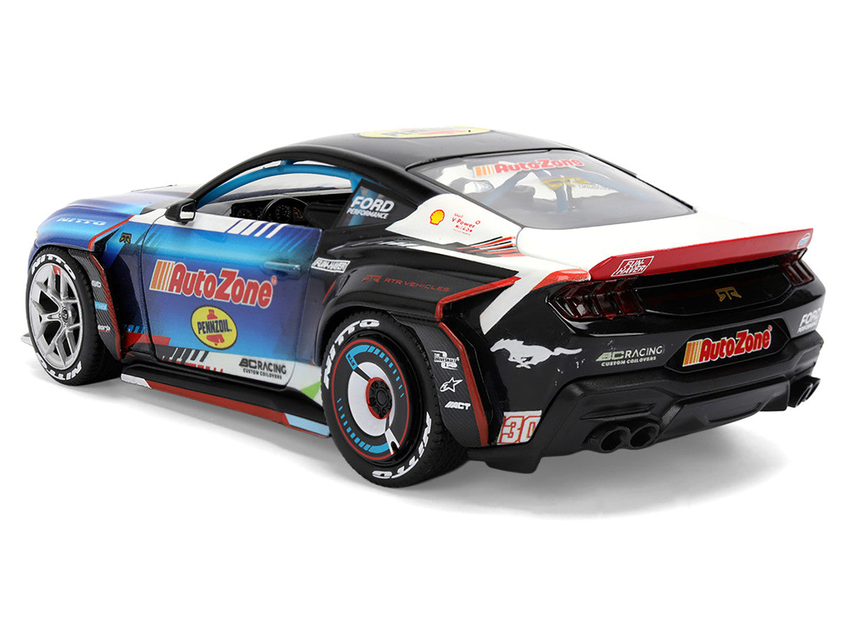 Ford Mustang RTR #130 James Deane "AutoZone" "Formula Drift PRO Championship" (2025) with Lights "RTR Vehicles" Series 1/24 Diecast Model Car by Jada-1