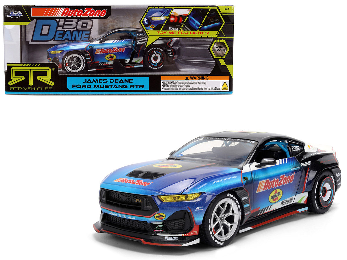 Ford Mustang RTR #130 James Deane "AutoZone" "Formula Drift PRO Championship" (2025) with Lights "RTR Vehicles" Series 1/24 Diecast Model Car by Jada-4