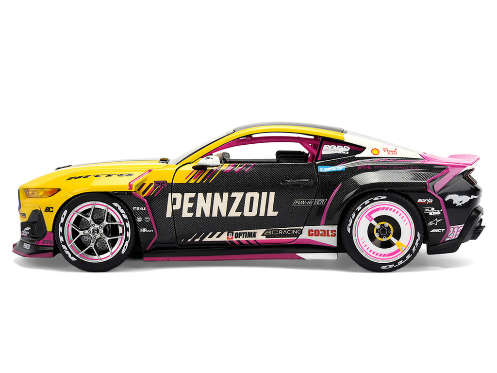 Ford Mustang RTR #213 Ben Hobson "Pennzoil" "Formula Drift PRO Championship" (2025) with Lights "RTR Vehicles" Series 1/24 Diecast Model Car by Jada-1