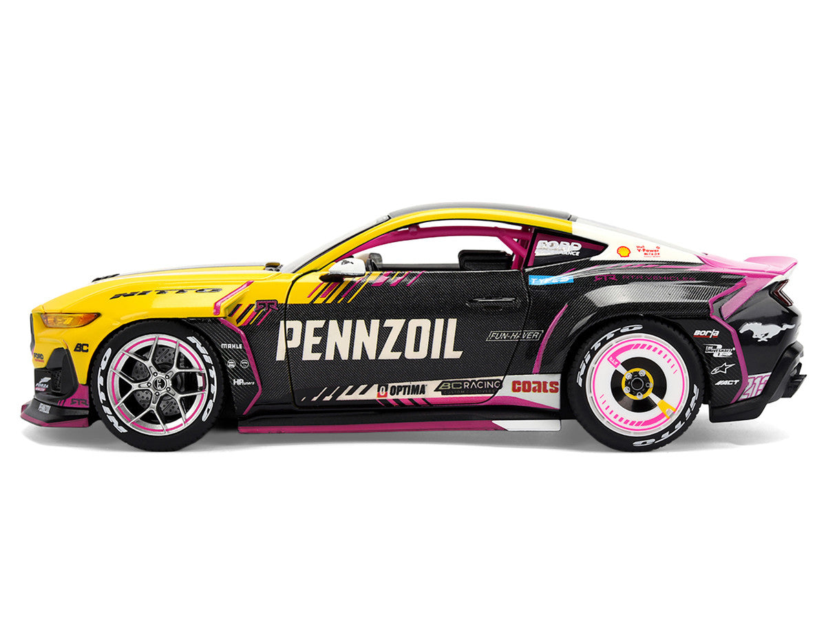 Ford Mustang RTR #213 Ben Hobson "Pennzoil" "Formula Drift PRO Championship" (2025) with Lights "RTR Vehicles" Series 1/24 Diecast Model Car by Jada-1