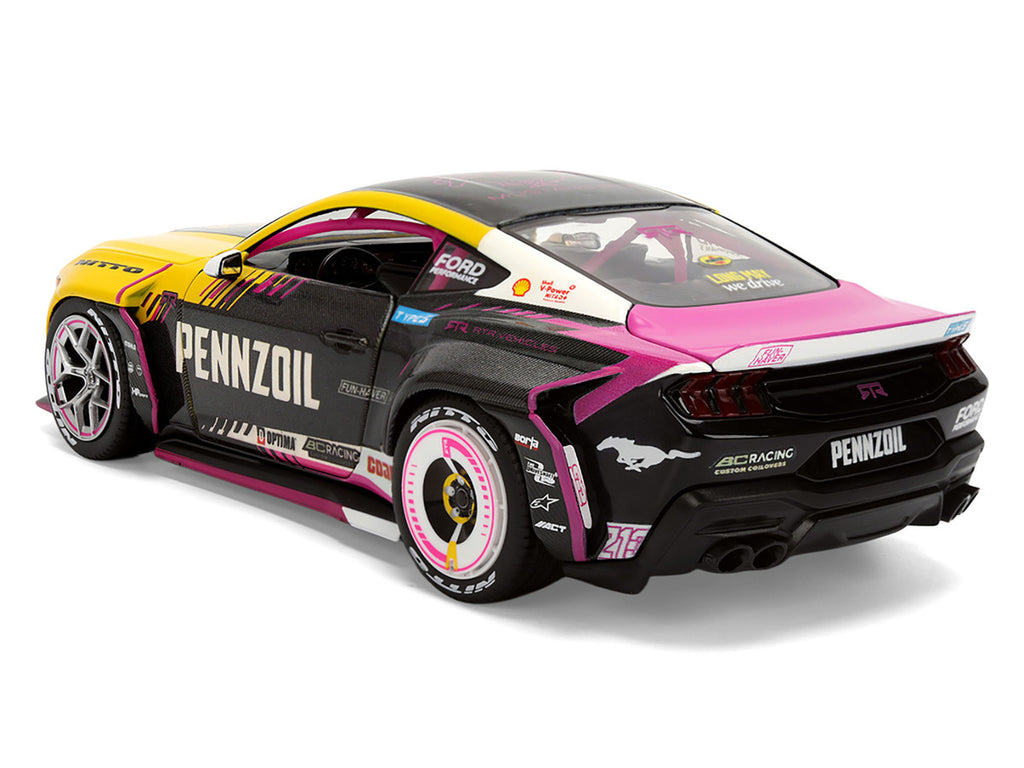 Ford Mustang RTR #213 Ben Hobson "Pennzoil" "Formula Drift PRO Championship" (2025) with Lights "RTR Vehicles" Series 1/24 Diecast Model Car by Jada-0