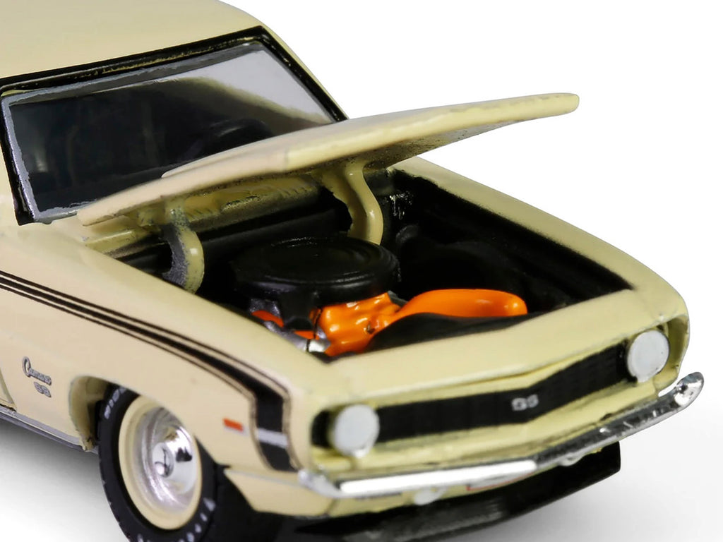 1969 Chevrolet Camaro SS 396 Butternut Yellow with Black Stripes "Barrett-Jackson" Series 15 1/64 Diecast Model Car by Greenlight-1
