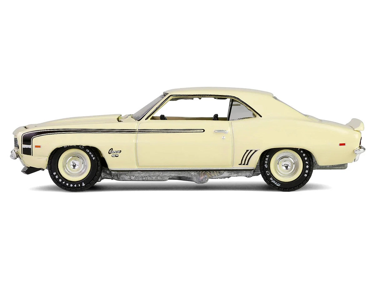1969 Chevrolet Camaro SS 396 Butternut Yellow with Black Stripes "Barrett-Jackson" Series 15 1/64 Diecast Model Car by Greenlight-2