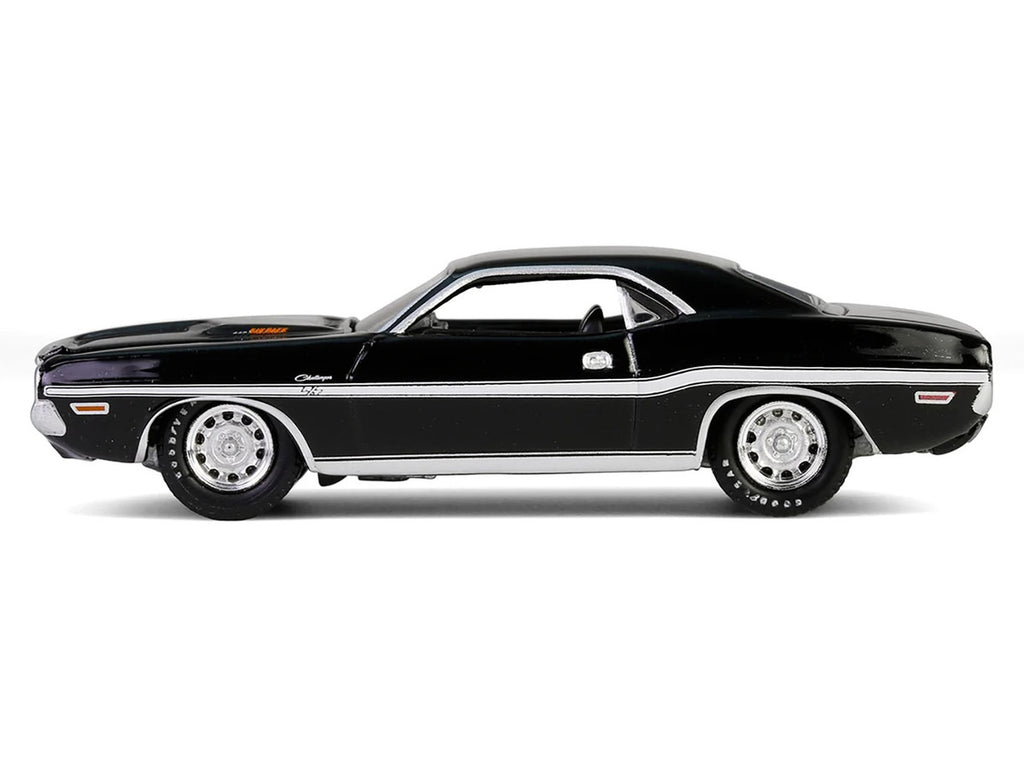 1970 Dodge Challenger R/T 440 Black with White Stripes "Barrett-Jackson" Series 15 1/64 Diecast Model Car by Greenlight-3