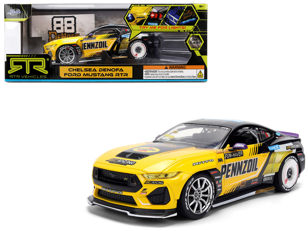 Ford Mustang RTR #88 Chelsea Denofa "Pennzoil" "Formula Drift PRO Championship" (2025) with Lights "RTR Vehicles" Series 1/24 Diecast Model Car by Jada-4