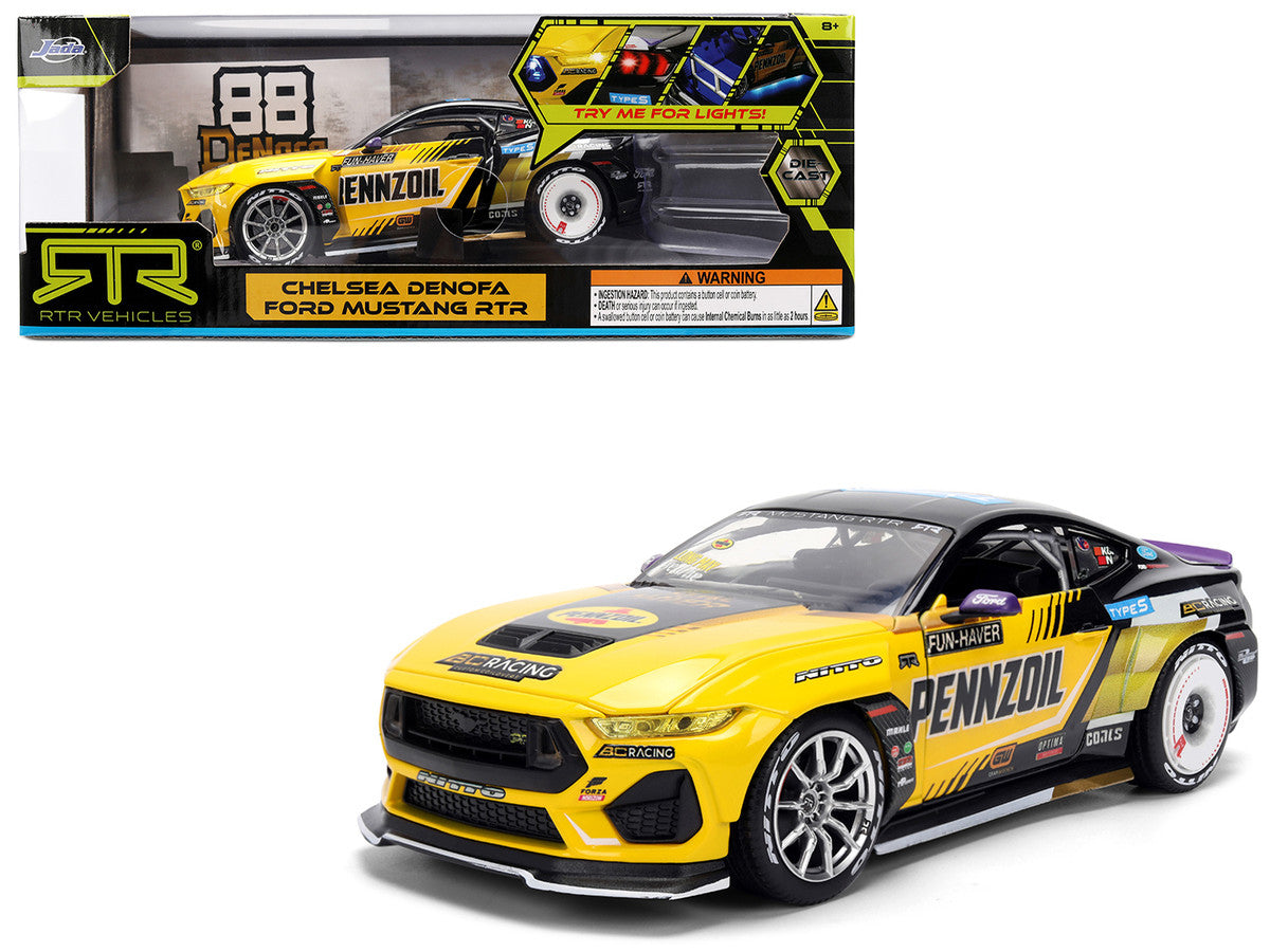 Ford Mustang RTR #88 Chelsea Denofa "Pennzoil" "Formula Drift PRO Championship" (2025) with Lights "RTR Vehicles" Series 1/24 Diecast Model Car by Jada-4