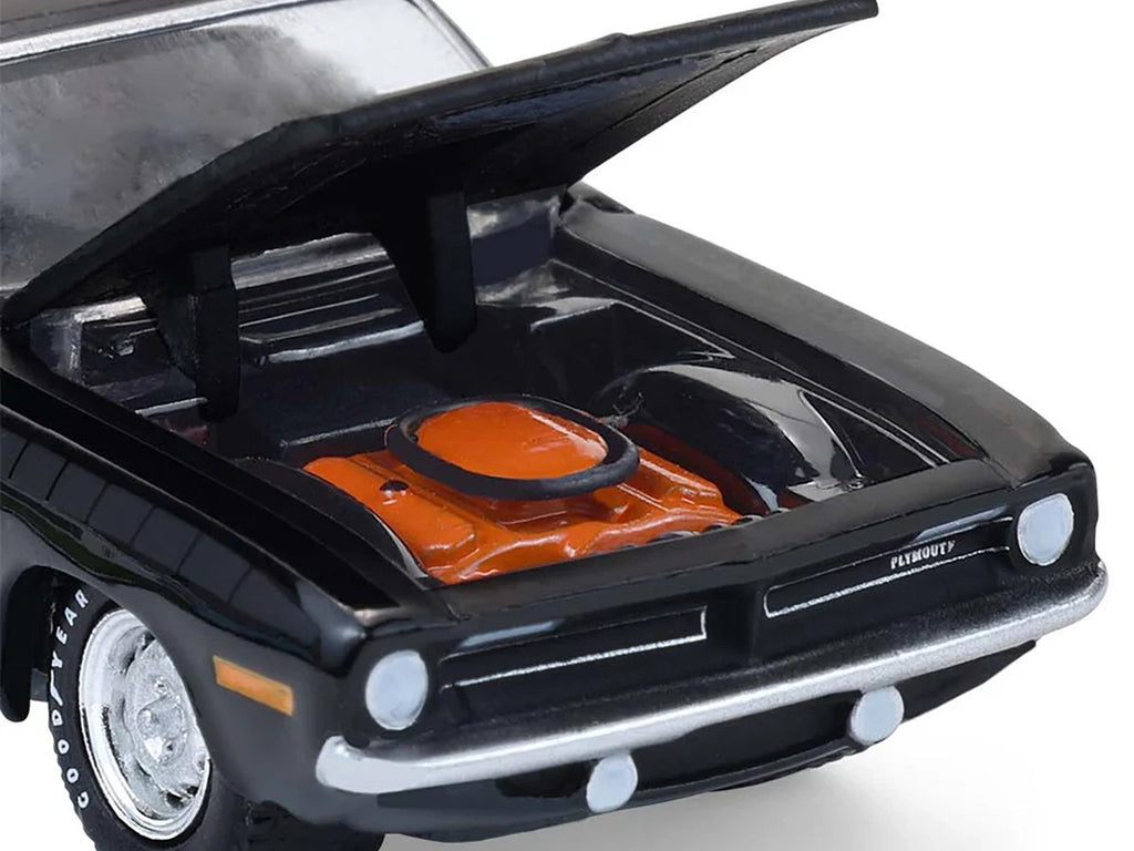 1970 Plymouth 'Cuda AAR Black with Gray Stripes "Barrett-Jackson" Series 16 1/64 Diecast Model Car by Greenlight-2