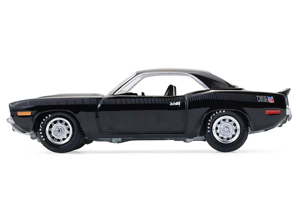 1970 Plymouth 'Cuda AAR Black with Gray Stripes "Barrett-Jackson" Series 16 1/64 Diecast Model Car by Greenlight-0