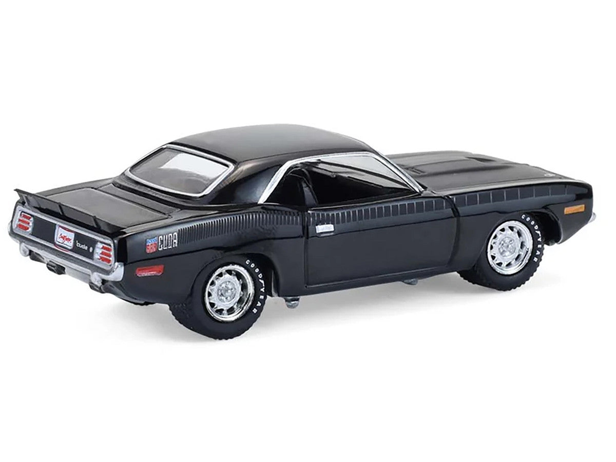 1970 Plymouth 'Cuda AAR Black with Gray Stripes "Barrett-Jackson" Series 16 1/64 Diecast Model Car by Greenlight-1