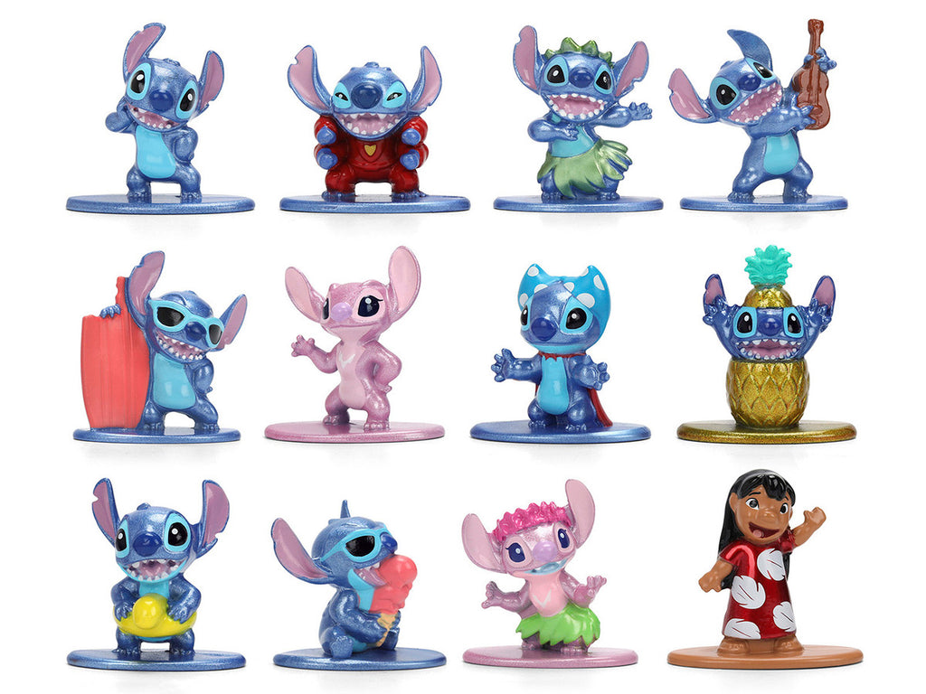 Set of 12 Diecast Figures "Disney's Stitch" Franchise "Nano Metalfigs" Series Diecast models by Jada-1