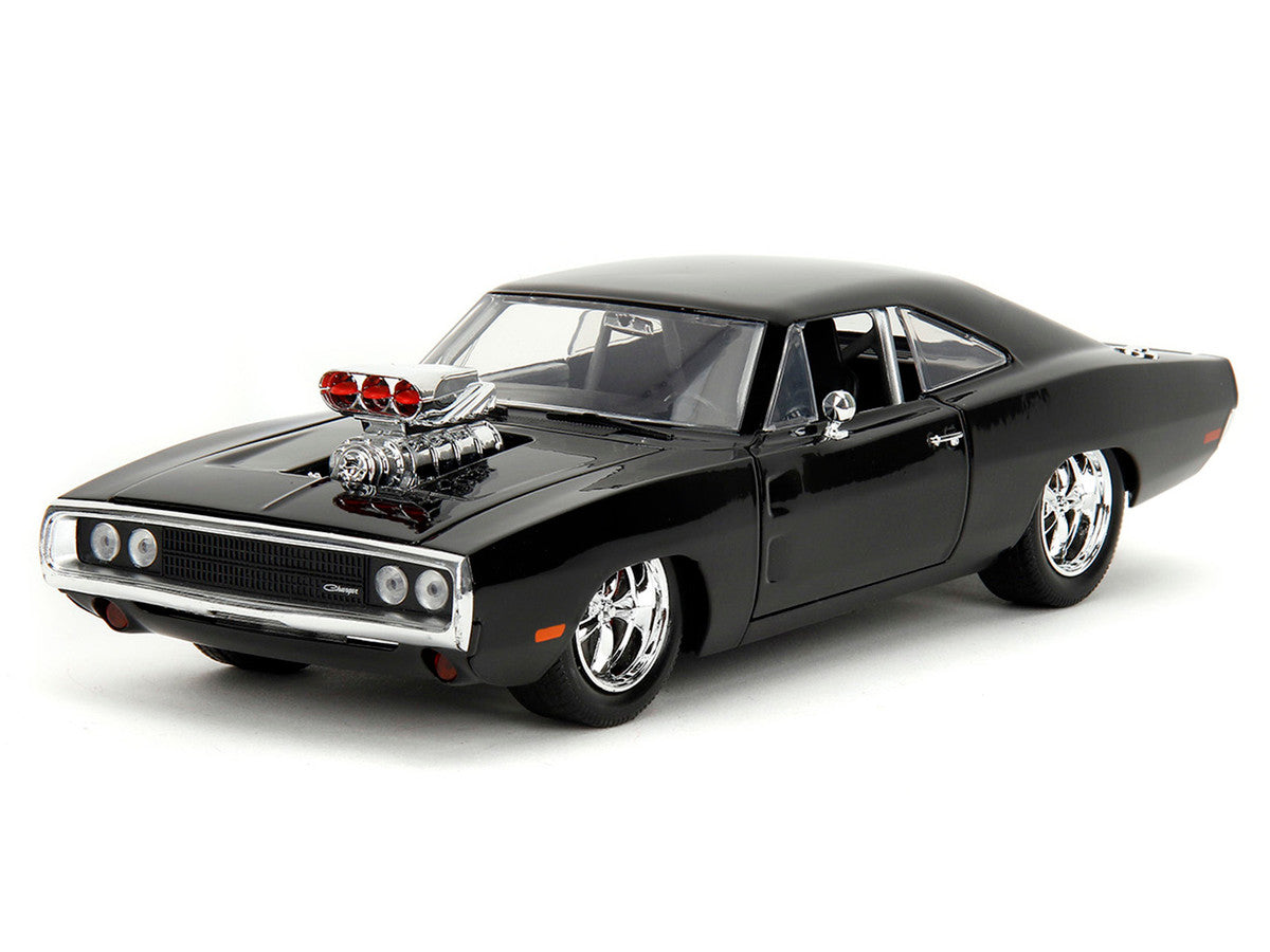 Dom's 1970 Dodge Charger R/T Black and Brian's Toyota Supra Orange with Graphics Set of 2 Cars "Fast & Furious 25th Anniversary" "Fast & Furious" Series 1/24 Diecast Model Cars by Jada-3
