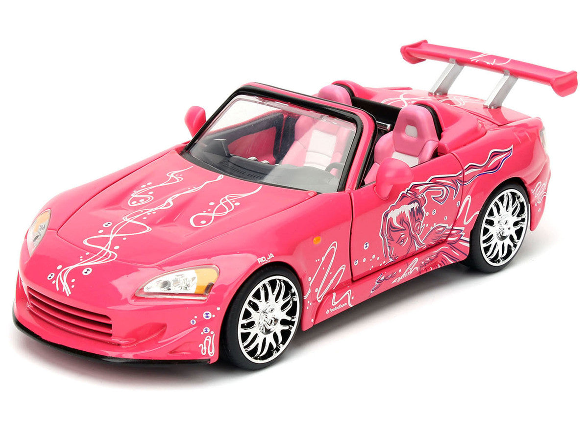 Brian's Nissan Skyline GT-R (R34) Silver Metallic with Blue Stripes and Suki's Honda S2000 Pink with Graphics Set of 2 Cars "Fast & Furious 25th Anniversary" "Fast & Furious" Series 1/24 Diecast Model Cars by Jada-4