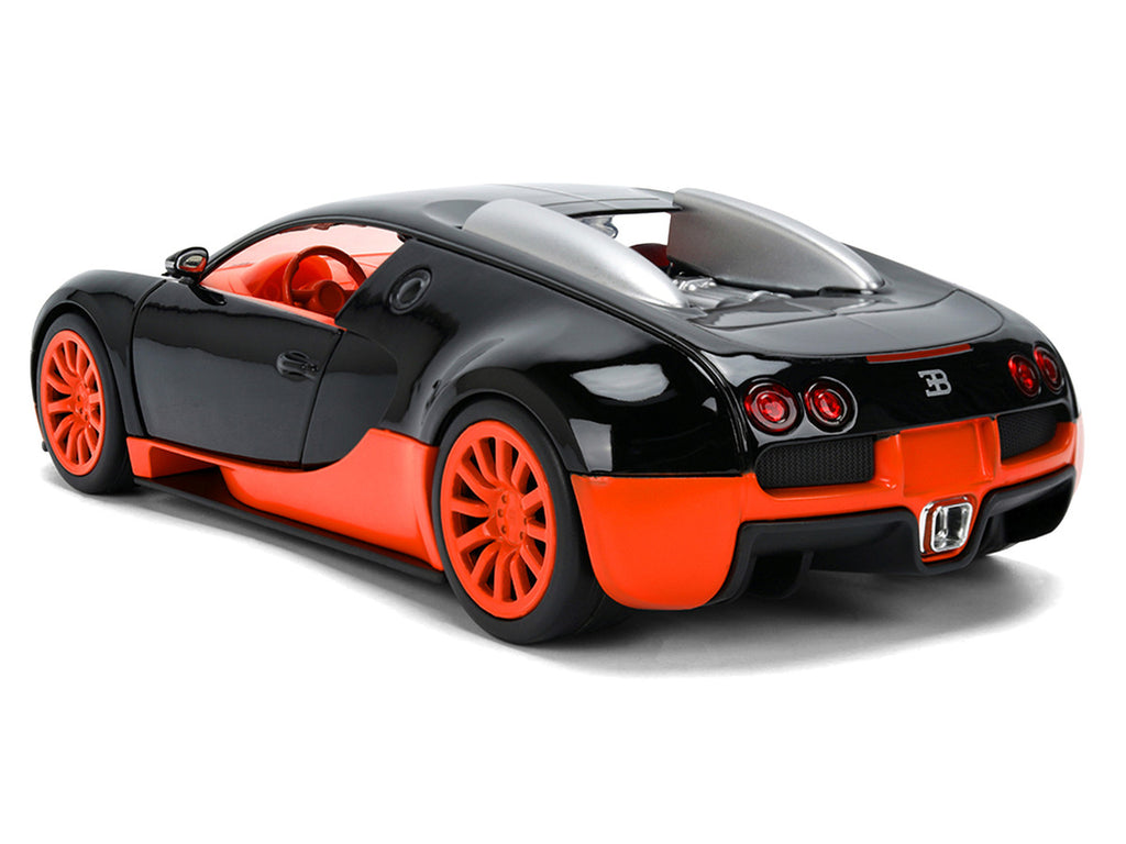 2011 Bugatti Veyron Black with Orange Accents and Orange Interior "Hyper-Spec" Series 1/24 Diecast Model Car by Jada-1
