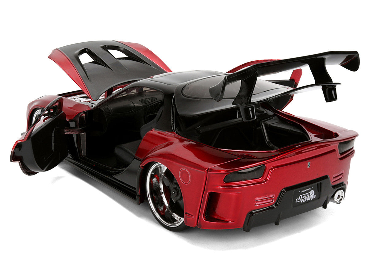 1995 Mazda RX-7 Widebody RHD (Right Hand Drive) "VeilSide" Black and Red Metallic "JDM Tuners" Series 1/24 Diecast Model Car by Jada-2