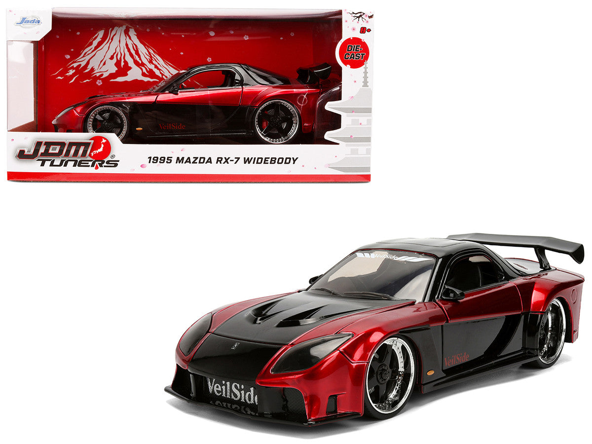 1995 Mazda RX-7 Widebody RHD (Right Hand Drive) "VeilSide" Black and Red Metallic "JDM Tuners" Series 1/24 Diecast Model Car by Jada-4