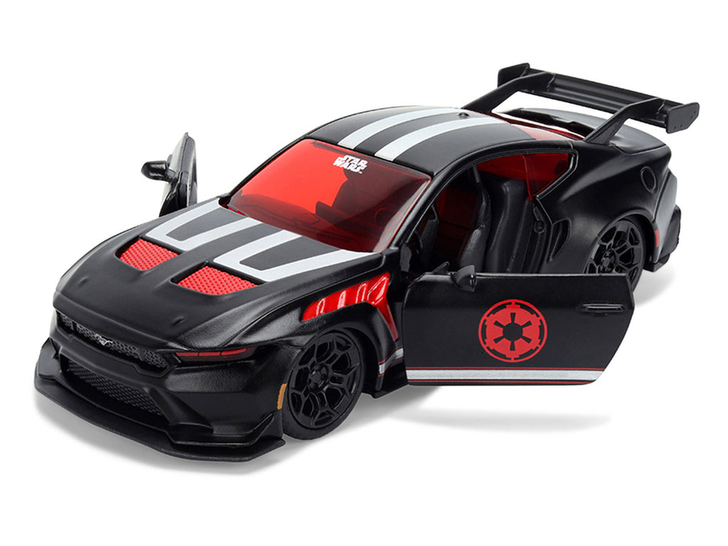 2025 Ford Mustang GTD "Darth Vader" Matt Black with Silver Stripes and Graphics "Star Wars" "Hollywood Rides" Series 1/32 Diecast Car Model by Jada-1
