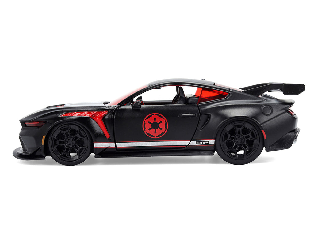 2025 Ford Mustang GTD "Darth Vader" Matt Black with Silver Stripes and Graphics "Star Wars" "Hollywood Rides" Series 1/32 Diecast Car Model by Jada-2