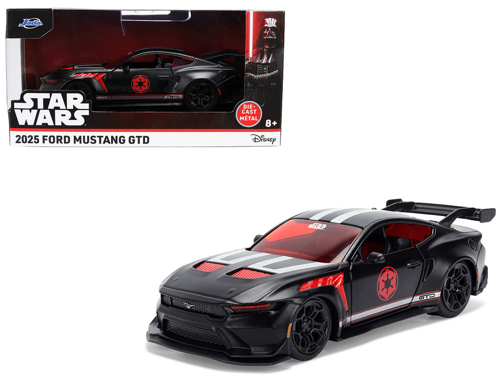 2025 Ford Mustang GTD "Darth Vader" Matt Black with Silver Stripes and Graphics "Star Wars" "Hollywood Rides" Series 1/32 Diecast Car Model by Jada-0