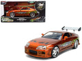 Brian's Toyota Supra Orange Color Brush Finish 25 Years of Fast & Furious Anniversary "The Fast and the Furious" (2001) Movie "Fast & Furious" Series 1/24 Diecast Model Car by Jada-0