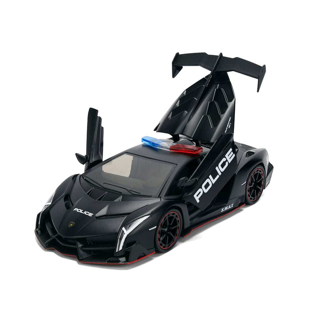 Lamborghini Veneno "Police" Matt Black "Hyper-Spec" Series 1/24 Diecast Model Car by Jada-1