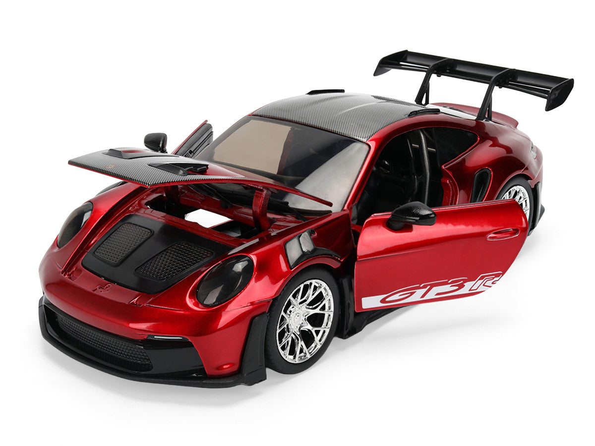 Porsche 911 (992) GT3 RS Red Chrome with Carbon Top and Hood Stripes "Hyper-Spec" Series 1/24 Diecast Model Car by Jada-3