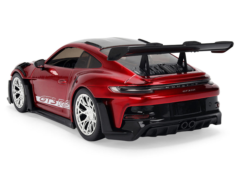 Porsche 911 (992) GT3 RS Red Chrome with Carbon Top and Hood Stripes "Hyper-Spec" Series 1/24 Diecast Model Car by Jada-1