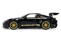 Porsche 911 (992) GT3 RS Black with Carbon Top and Hood Stripes and Gold Wheels "Hyper-Spec" 1/24 Diecast Model Car by Jada-0