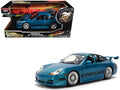 Porsche 911 GT3 RS (996) Blue Color Brush Finish "Fast Five" (2011) Movie "25 Years of Fast & Furious" Series 1/24 Diecast Model Car by Jada-0