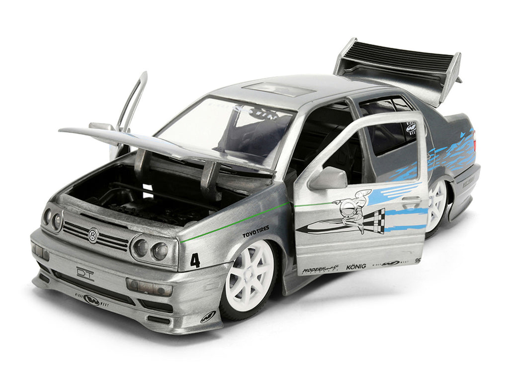 Volkswagen Jetta Raw Metal Color Brush Finish "The Fast and the Furious" (2001) Movie "25 Years of Fast & Furious" Series 1/24 Diecast Model Car by Jada-1