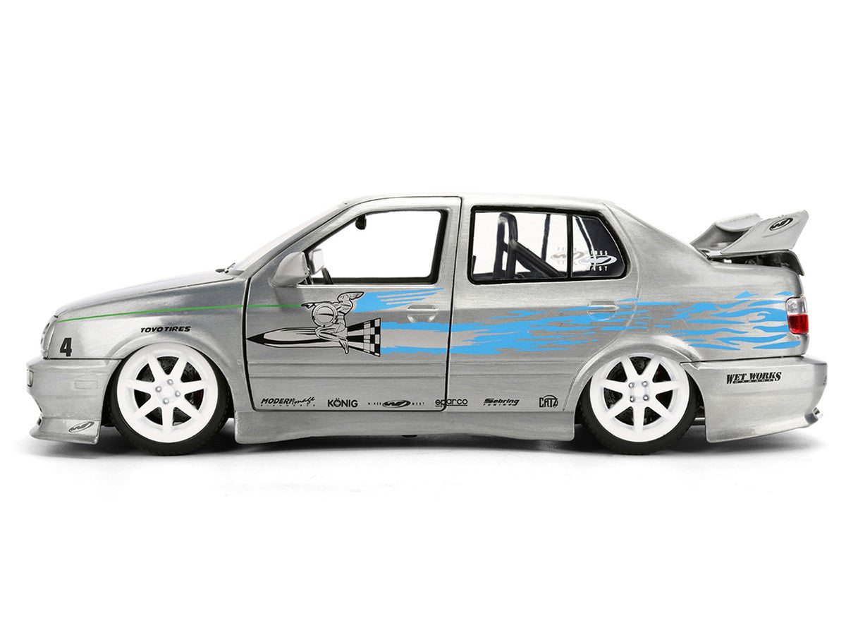 Volkswagen Jetta Raw Metal Color Brush Finish "The Fast and the Furious" (2001) Movie "25 Years of Fast & Furious" Series 1/24 Diecast Model Car by Jada-2